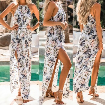 Bohemian Womens Long Dress Summer Print Maxi Evening Party Beach Floral Dress